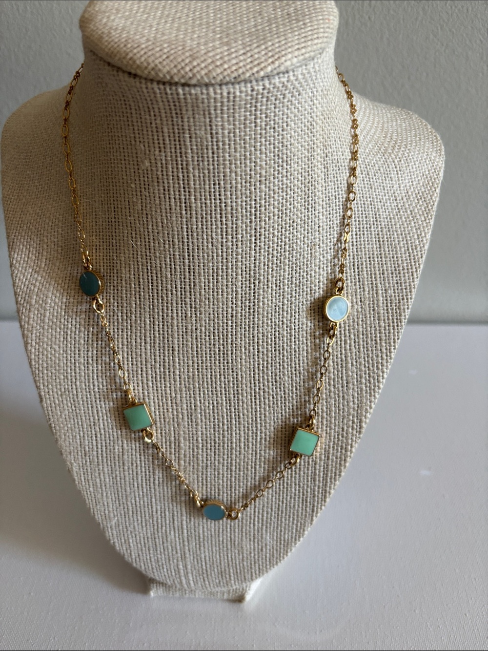 Tory Burch Gold-Tone Necklace with Mint and Aqua Accents